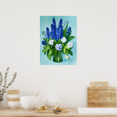 Cobalt Blue Hyacinths und Hydrangeas Poster (Küche)