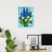 Cobalt Blue Hyacinths und Hydrangeas Poster (Heimbüro)