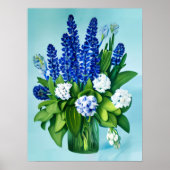Cobalt Blue Hyacinths und Hydrangeas Poster (Vorne)