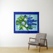 Cobalt Blue Hyacinths und Hydrangeas Wandteppich (Beispiel (Horizontal))