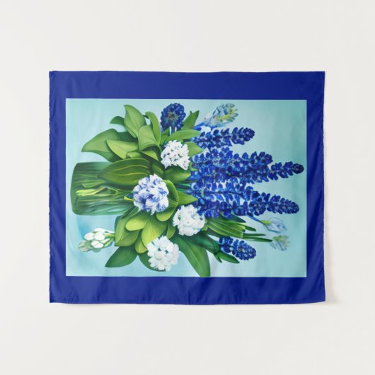 Cobalt Blue Hyacinths und Hydrangeas Wandteppich (Vorderseite (Horizontal))