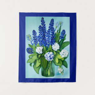 Cobalt Blue Hyacinths und Hydrangeas Wandteppich