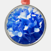 Cobalt Blue Hydrangea Silbernes Ornament (Vorne)