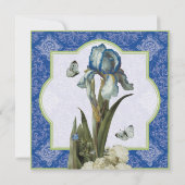 Cobalt Blue Iris Quatrefolie - Brautparty Einladun Einladung (Rückseite)