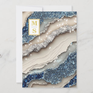 *~ Cobalt Blue Ivory Agate QR AR66 UAWG Wedding Einladung