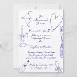 Cobalt Blue La Dolce Vita Ecru Probe Abendessen Einladung