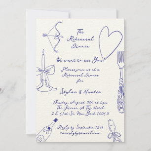 Cobalt Blue La Dolce Vita Ecru Probe Abendessen Einladung