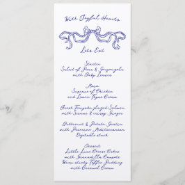 Cobalt Blue La Dolce Vita Ribbon Ecru Wedding Menükarte