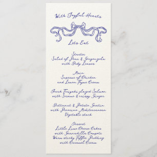 Cobalt Blue La Dolce Vita Ribbon Ecru Wedding Menükarte