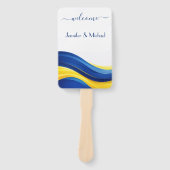 Cobalt Blue & Lemon Yellow Wedding Fan Program Fächer (Vorderseite)