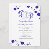 Cobalt Blue, Lovebirds Hochzeitseinladung Einladung (Vorne/Hinten)