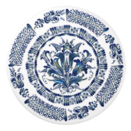 Cobalt Blue Mandala Kochnische Schublade Keramikknauf (Vorderseite)