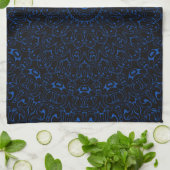 Cobalt Blue Mandala mit komplizierter Symmetrie Geschirrtuch (Gefaltet)