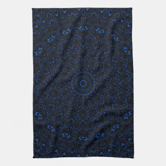 Cobalt Blue Mandala mit komplizierter Symmetrie Geschirrtuch (Vertikal)