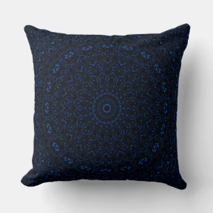 Cobalt Blue Mandala mit komplizierter Symmetrie Kissen