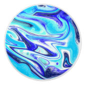 Cobalt Blue Marble Fluid Art Wirbel Keramikknauf (Vorderseite)