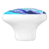 Cobalt Blue Marble Fluid Art Wirbel Keramikknauf (Seitenansicht)