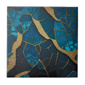 Cobalt Blue Marble Mosaik Gold Inlay Venen Fliese (Vorderseite)