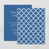 Cobalt Blue Marokkanischer Tile Trellis Einladung (Vorne/Hinten)