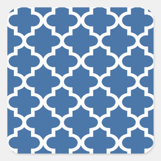 Cobalt Blue Marokkanischer Tile Trellis Quadratischer Aufkleber (Vorderseite)