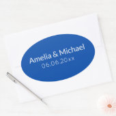 Cobalt Blue minimalist save the date Ovaler Aufkleber (Umschlag)