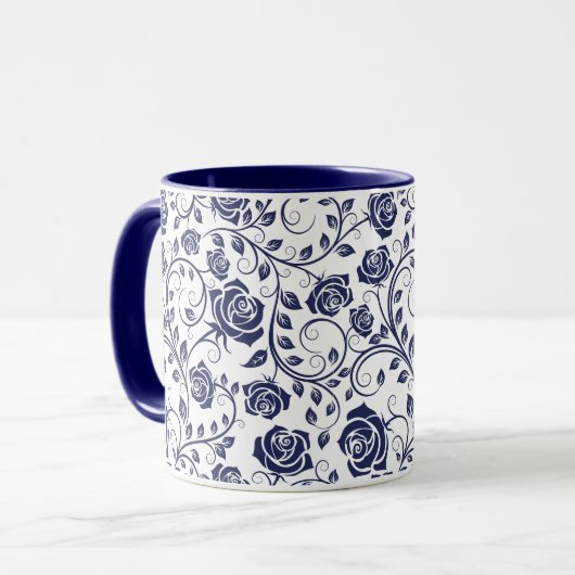 Cobalt Blue mit Rose Tasse (Vorderseite Links)