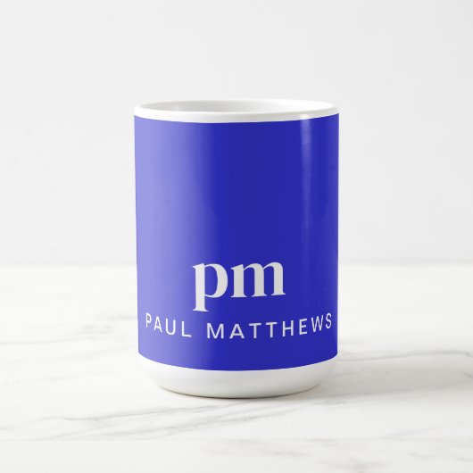 Cobalt Blue Modern Minimal Custom Monogram Name Kaffeetasse (Mittel)