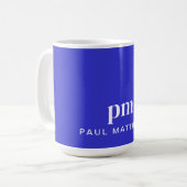 Cobalt Blue Modern Minimal Custom Monogram Name Kaffeetasse (Vorderseite Links)