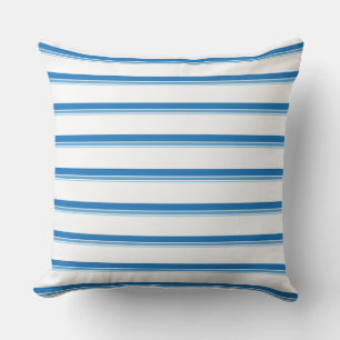 Cobalt Blue Modern Nautic Stripes Kissen
