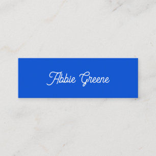 Cobalt Blue Modern Retro-Script Mini Visitenkarte