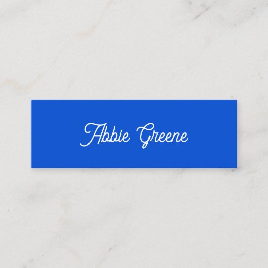 Cobalt Blue Modern Retro-Script Mini Visitenkarte (Vorderseite)