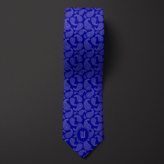 Cobalt Blue Monochrome Paisley Krawatte