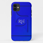 Cobalt Blue Monogram Case-Mate iPhone Hülle (Rückseite)