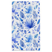 Cobalt Blue on White Tropical Blätter Muster Kleine Geschenktüte (Rückseite)