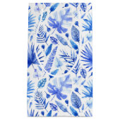 Cobalt Blue on White Tropical Blätter Muster Kleine Geschenktüte (Vorderseite)