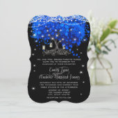 Cobalt Blue Opulence Heart Leaf Tree Wedding Einladung (Stehend Vorderseite)