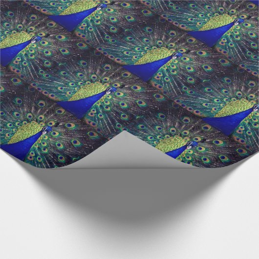 Cobalt Blue Peacock Geschenkpapier (Ecke)