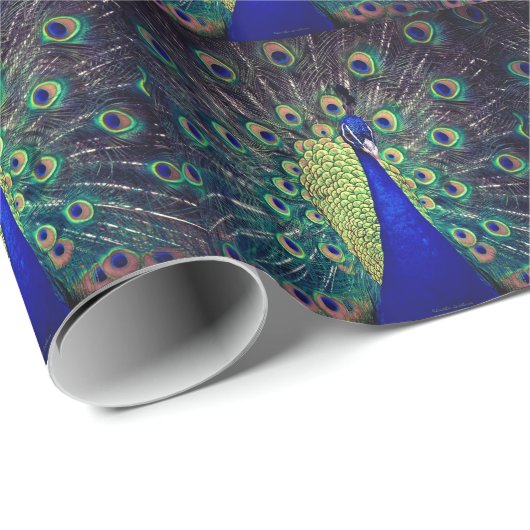 Cobalt Blue Peacock Geschenkpapier (Rolleneckpunkt)