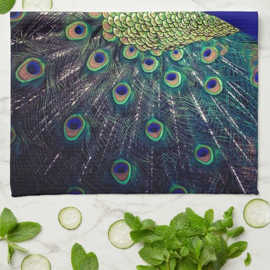 Cobalt Blue Peacock Geschirrtuch (Gefaltet)