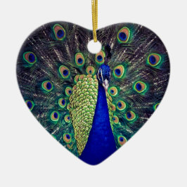 Cobalt Blue Peacock Keramik Ornament