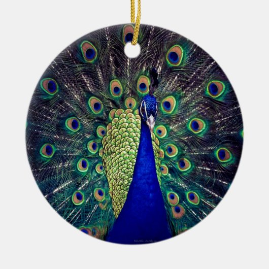 Cobalt Blue Peacock Keramikornament (Vorne)