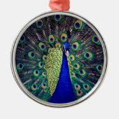 Cobalt Blue Peacock Ornament Aus Metall (Vorne)
