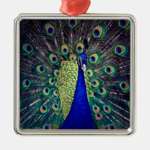 Cobalt Blue Peacock Ornament Aus Metall