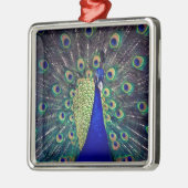 Cobalt Blue Peacock Ornament Aus Metall (Links)