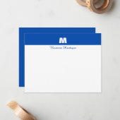 Cobalt Blue Personalized Name Letter Monogram  Mitteilungskarte (Vorderseite/Rückseite Beispiel)