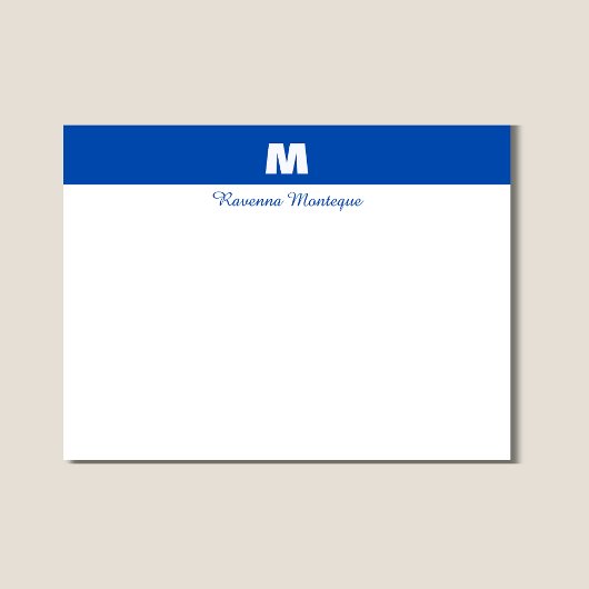 Cobalt Blue Personalized Name Letter Monogram  Mitteilungskarte