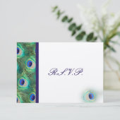Cobalt Blue Pfau Rsvp Karten (Stehend Vorderseite)