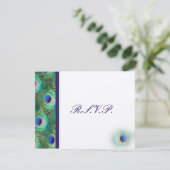 Cobalt Blue Pfau Rsvp Karten (Stehend Vorderseite)