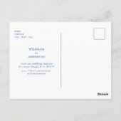 Cobalt Blue Pomegranate Wedding Save the Date Postkarte (Rückseite)