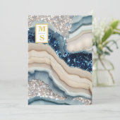 *~ Cobalt Blue QR Ivory Agate AR66 UAWG Wedding Einladung (Stehend Vorderseite)